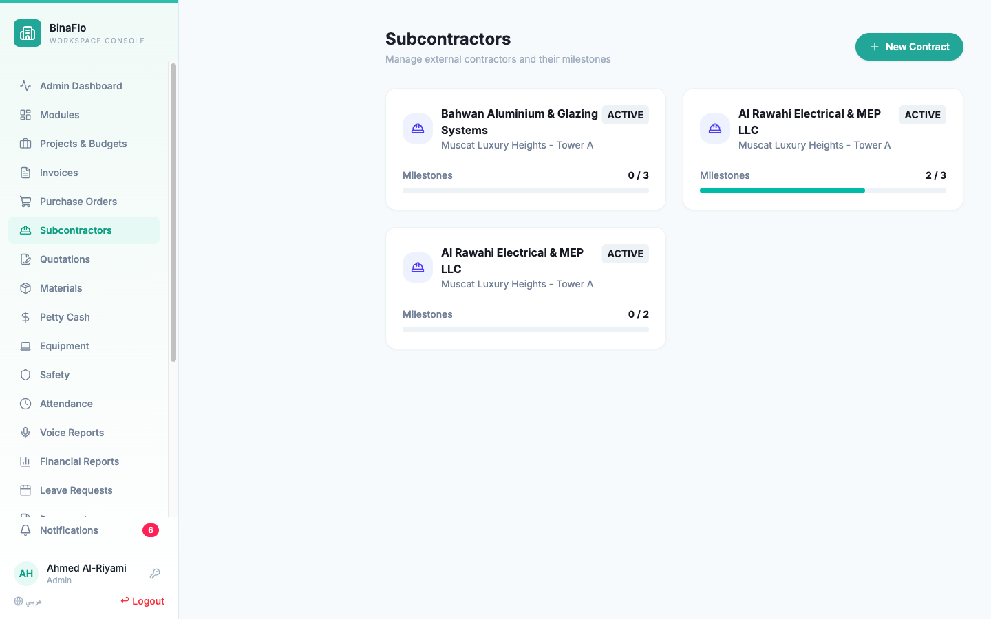 BinaFlo Subcontractors & Retention Escrow